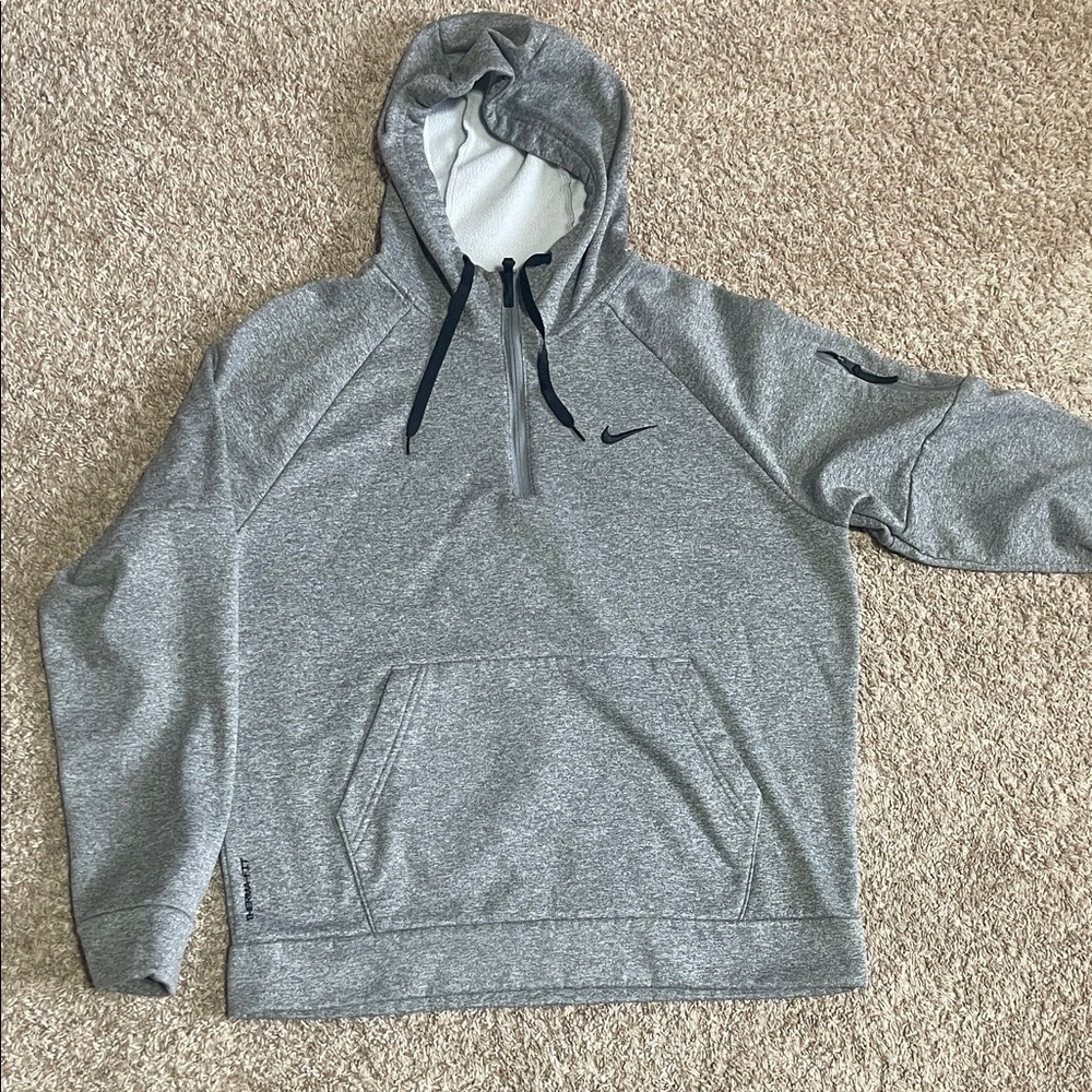 Nike Men's Gray Hoodie with Black Accents